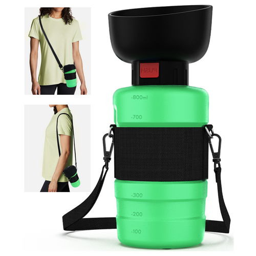 28oz Portable Dog Water Bottle Dispenser-3Gen-Green-0