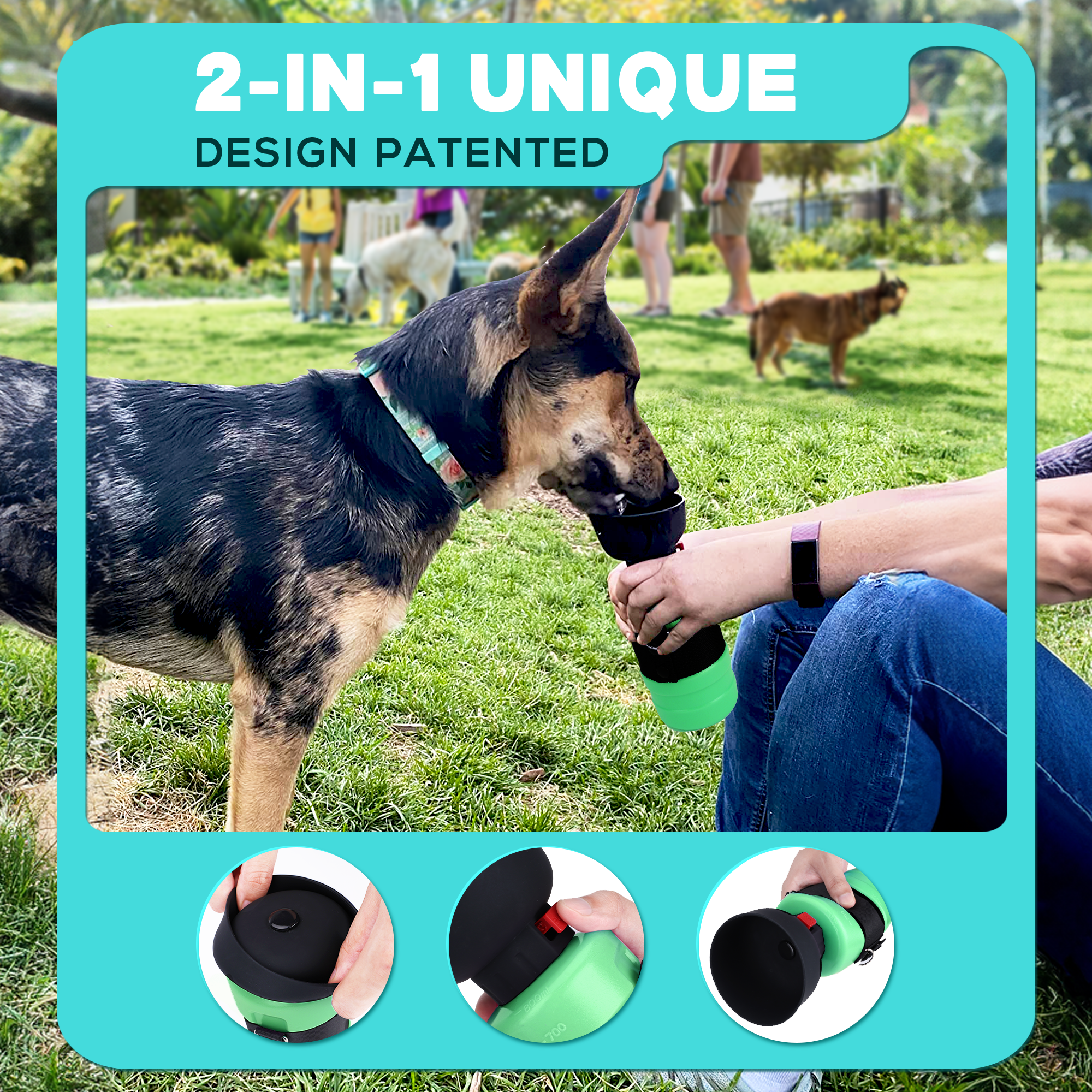 28oz Portable Dog Water Bottle Dispenser-3Gen-Green-2