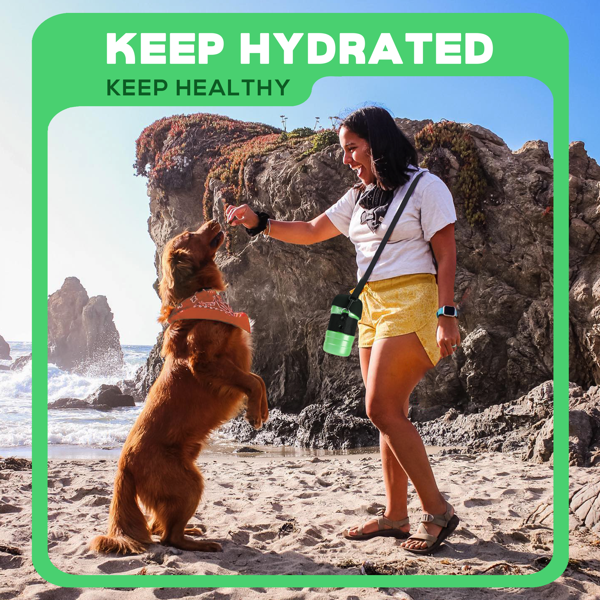 28oz Portable Dog Water Bottle Dispenser-3Gen-Green-3